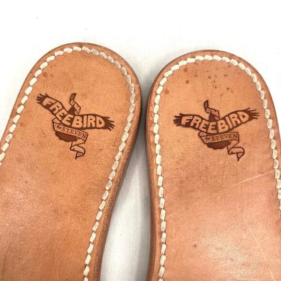 Freebird by Steven Golden Leather Sandals Python Snakeskin Reptile Slides Size 6 - Picture 9 of 13